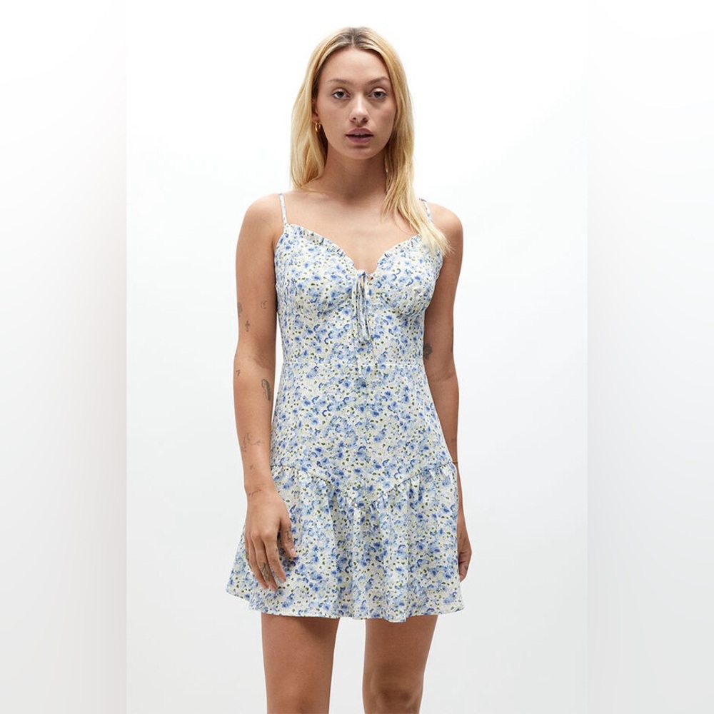 Blue and green mini floral dress!!